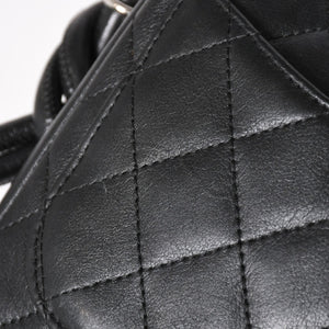 極美品 CHANEL シャネル ミニ カンボン ショルダーバッグ ミッディアムポシェット ブラック ホワイト 9番台 ラムスキン 中古 4a005895