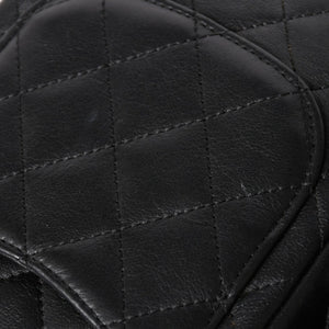 極美品 CHANEL シャネル ミニ カンボン ショルダーバッグ ミッディアムポシェット ブラック ホワイト 9番台 ラムスキン 中古 4a005895