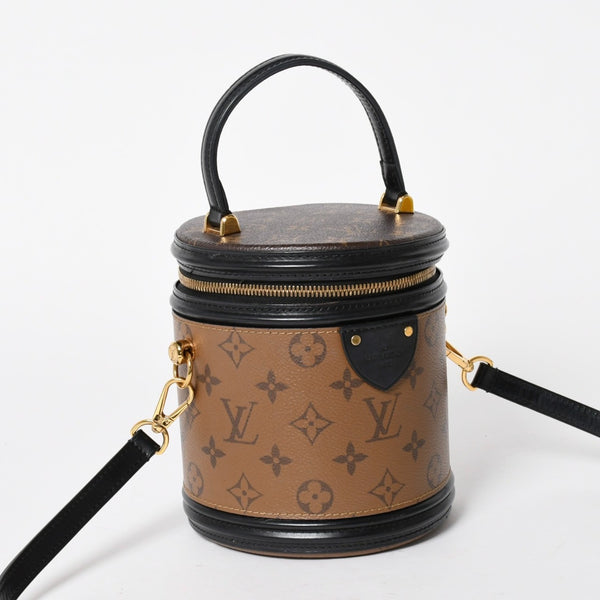 極美品 LOUIS VUITTON ルイヴィトン カンヌ ショルダーバッグ M43986 モノグラムリバース ブラウン ブラック 中古 4a005978