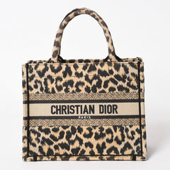 極美品 CHRISTIAN DIOR クリスチャンディオール ブックトート スモール ハンドバッグ レオパード キャンバス 中古 4a005974