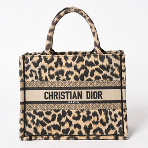 極美品 CHRISTIAN DIOR クリスチャンディオール ブックトート スモール ハンドバッグ レオパード キャンバス 中古 4a005974