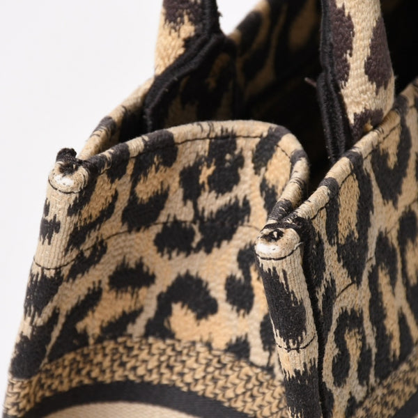 極美品 CHRISTIAN DIOR クリスチャンディオール ブックトート スモール ハンドバッグ レオパード キャンバス 中古 4a005974