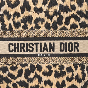 極美品 CHRISTIAN DIOR クリスチャンディオール ブックトート スモール ハンドバッグ レオパード キャンバス 中古 4a005974