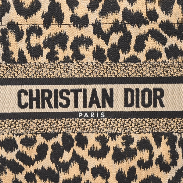 極美品 CHRISTIAN DIOR クリスチャンディオール ブックトート スモール ハンドバッグ レオパード キャンバス 中古 4a005974