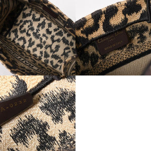 極美品 CHRISTIAN DIOR クリスチャンディオール ブックトート スモール ハンドバッグ レオパード キャンバス 中古 4a005974