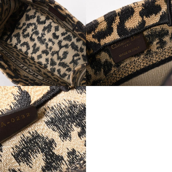 極美品 CHRISTIAN DIOR クリスチャンディオール ブックトート スモール ハンドバッグ レオパード キャンバス 中古 4a005974