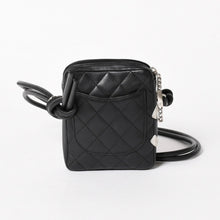 画像をギャラリービューアに読み込む, 極美品 CHANEL シャネル ミニ カンボン ショルダーバッグ ミッディアムポシェット ブラック ホワイト 9番台 ラムスキン 中古 4a005895