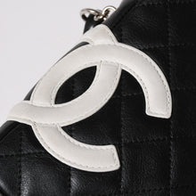 画像をギャラリービューアに読み込む, 極美品 CHANEL シャネル ミニ カンボン ショルダーバッグ ミッディアムポシェット ブラック ホワイト 9番台 ラムスキン 中古 4a005895