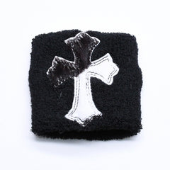 新品未使用 CHROME HEARTS クロムハーツ SWEATBAND WRIST スウェットバンド リストバンド ONE SIZE CHクロスパッチ ハラコ ゼブラ 中古 4a005982