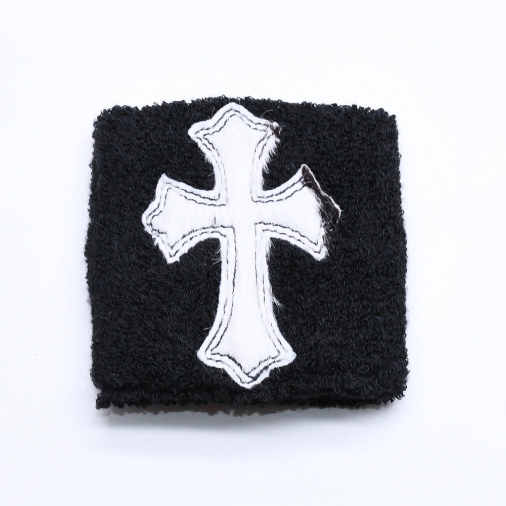 新品未使用 CHROME HEARTS クロムハーツ SWEATBAND WRIST スウェットバンド リストバンド ONE SIZE CHクロスパッチ ハラコ ゼブラ 中古 4a005984