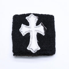 新品未使用 CHROME HEARTS クロムハーツ SWEATBAND WRIST スウェットバンド リストバンド ONE SIZE CHクロスパッチ ハラコ ゼブラ 中古 4a005984