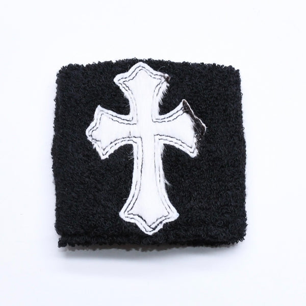 新品未使用 CHROME HEARTS クロムハーツ SWEATBAND WRIST スウェットバンド リストバンド ONE SIZE CHクロスパッチ ハラコ ゼブラ 中古 4a005984