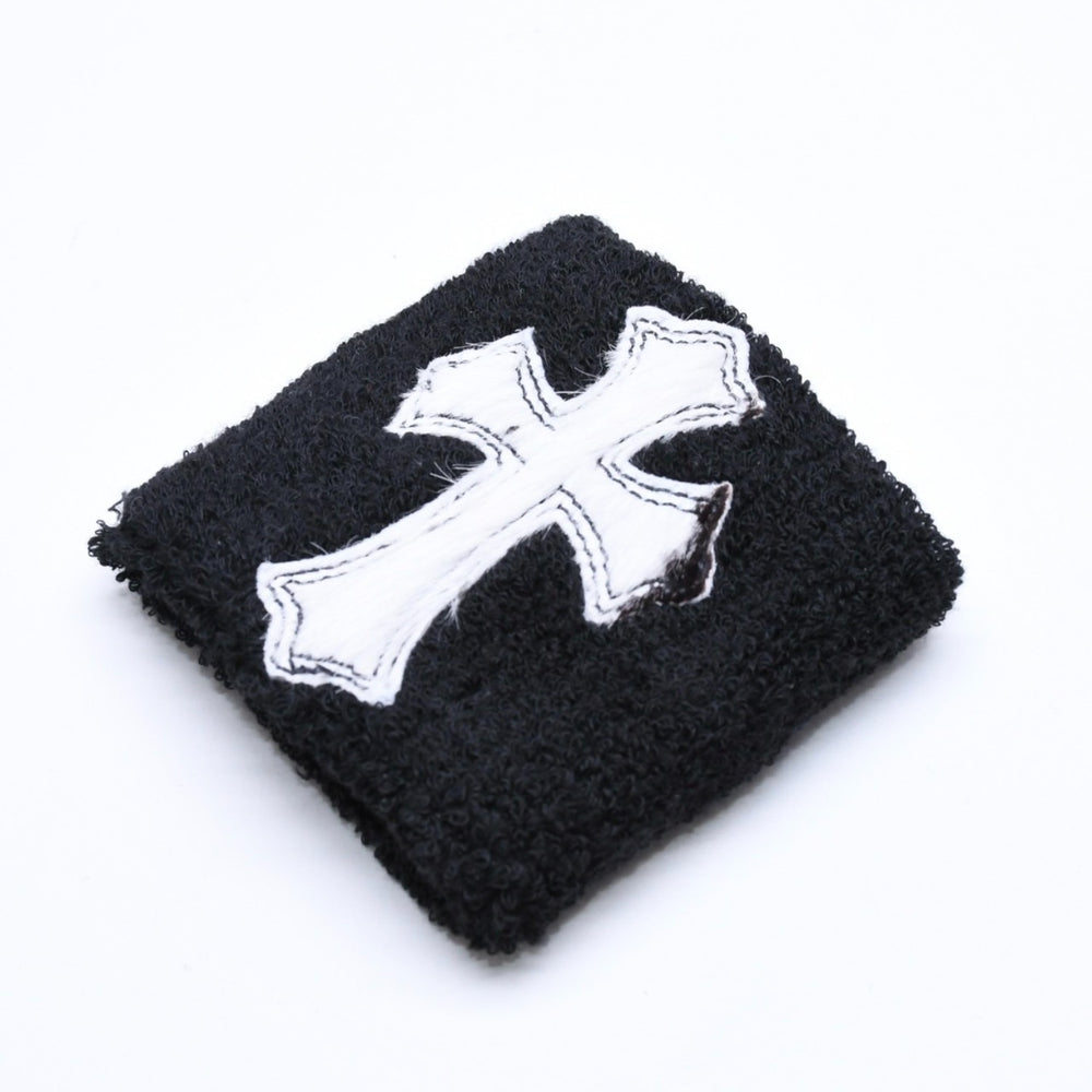 新品未使用 CHROME HEARTS クロムハーツ SWEATBAND WRIST スウェットバンド リストバンド ONE SIZE CHクロスパッチ ハラコ ゼブラ 中古 4a005984