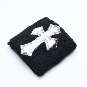 新品未使用 CHROME HEARTS クロムハーツ SWEATBAND WRIST スウェットバンド リストバンド ONE SIZE CHクロスパッチ ハラコ ゼブラ 中古 4a005984
