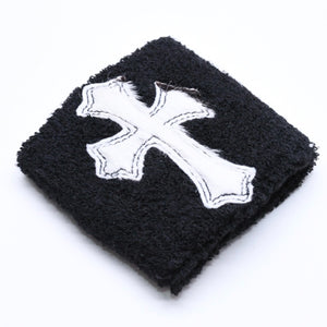 新品未使用 CHROME HEARTS クロムハーツ SWEATBAND WRIST スウェットバンド リストバンド ONE SIZE CHクロスパッチ ハラコ ゼブラ 中古 4a005984
