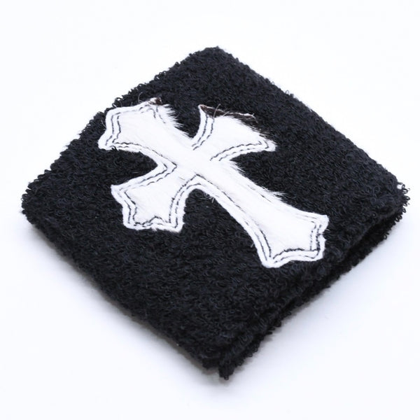 新品未使用 CHROME HEARTS クロムハーツ SWEATBAND WRIST スウェットバンド リストバンド ONE SIZE CHクロスパッチ ハラコ ゼブラ 中古 4a005984