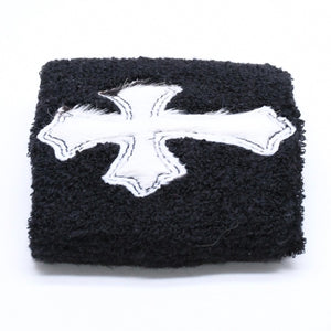 新品未使用 CHROME HEARTS クロムハーツ SWEATBAND WRIST スウェットバンド リストバンド ONE SIZE CHクロスパッチ ハラコ ゼブラ 中古 4a005984