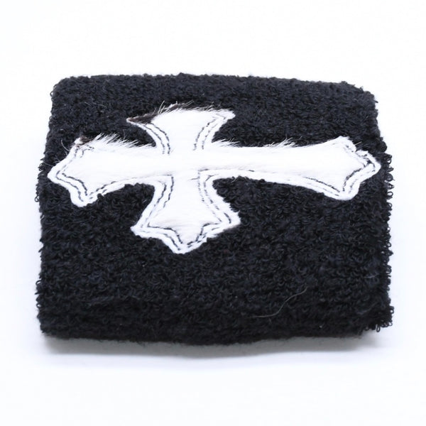 新品未使用 CHROME HEARTS クロムハーツ SWEATBAND WRIST スウェットバンド リストバンド ONE SIZE CHクロスパッチ ハラコ ゼブラ 中古 4a005984