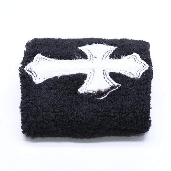 新品未使用 CHROME HEARTS クロムハーツ SWEATBAND WRIST スウェットバンド リストバンド ONE SIZE CHクロスパッチ ハラコ ゼブラ 中古 4a005984
