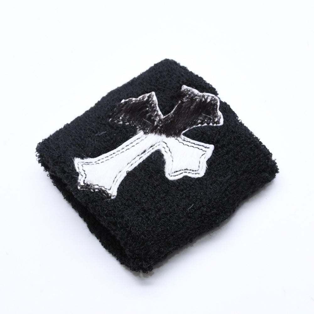 新品未使用 CHROME HEARTS クロムハーツ SWEATBAND WRIST スウェットバンド リストバンド ONE SIZE CHクロスパッチ ハラコ ゼブラ 中古 4a005982