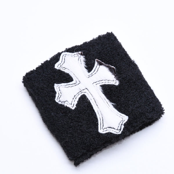 新品未使用 CHROME HEARTS クロムハーツ SWEATBAND WRIST スウェットバンド リストバンド ONE SIZE CHクロスパッチ ハラコ ゼブラ 中古 4a005984