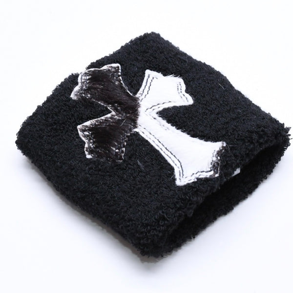 新品未使用 CHROME HEARTS クロムハーツ SWEATBAND WRIST スウェットバンド リストバンド ONE SIZE CHクロスパッチ ハラコ ゼブラ 中古 4a005982