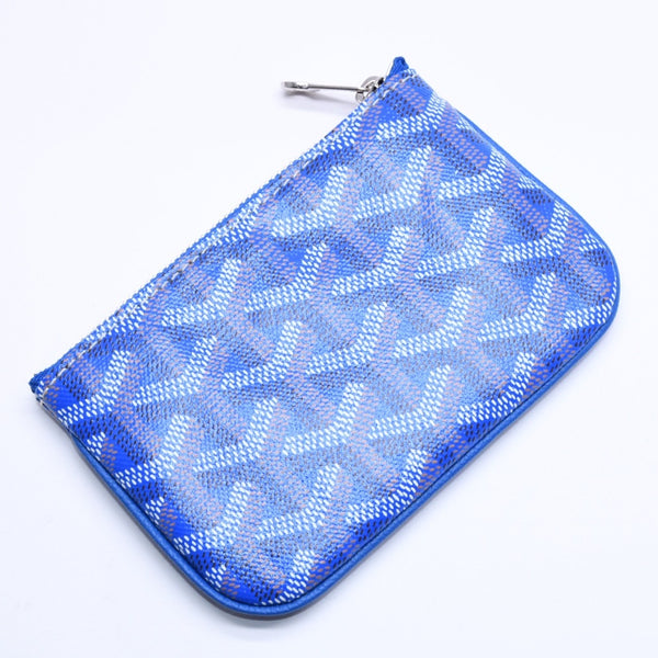 新品同様品 GOYARD ゴヤール ポーチ セナ ナノ キーポーチ ブルー PVC シルバー金具 SAR020254 中古 4a005981
