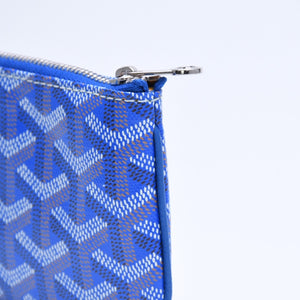 新品同様品 GOYARD ゴヤール ポーチ セナ ナノ キーポーチ ブルー PVC シルバー金具 SAR020254 中古 4a005981