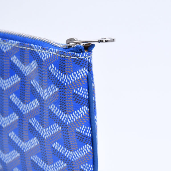 新品同様品 GOYARD ゴヤール ポーチ セナ ナノ キーポーチ ブルー PVC シルバー金具 SAR020254 中古 4a005981