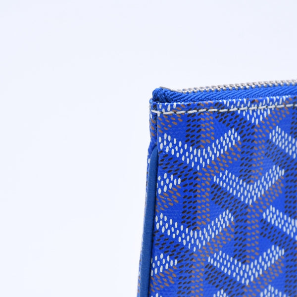 新品同様品 GOYARD ゴヤール ポーチ セナ ナノ キーポーチ ブルー PVC シルバー金具 SAR020254 中古 4a005981