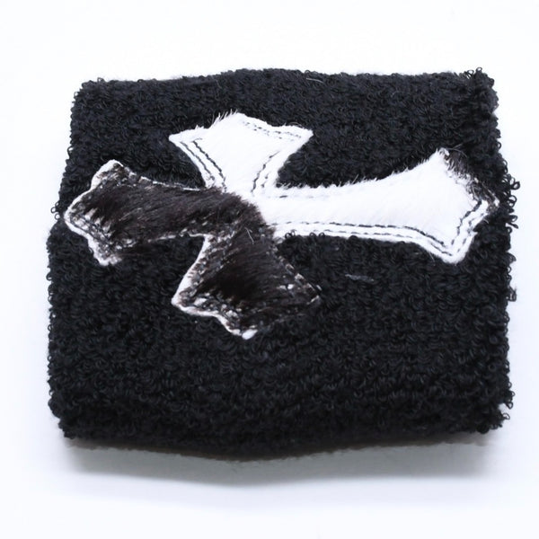 新品未使用 CHROME HEARTS クロムハーツ SWEATBAND WRIST スウェットバンド リストバンド ONE SIZE CHクロスパッチ ハラコ ゼブラ 中古 4a005982
