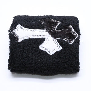 新品未使用 CHROME HEARTS クロムハーツ SWEATBAND WRIST スウェットバンド リストバンド ONE SIZE CHクロスパッチ ハラコ ゼブラ 中古 4a005982