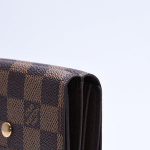新品未使用 LOUIS VUITTON ルイヴィトン ポルトモネ ビエ カルト クレディ 三つ折り財布 N61652 ダミエ ブラウン ゴールド金具 中古 4a005976