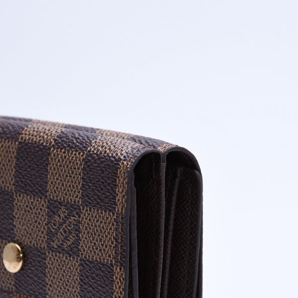 新品未使用 LOUIS VUITTON ルイヴィトン ポルトモネ ビエ カルト クレディ 三つ折り財布 N61652 ダミエ ブラウン ゴールド金具 中古 4a005976