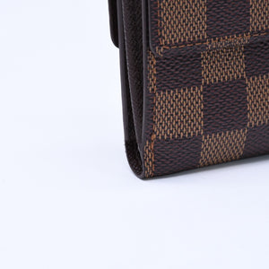 新品未使用 LOUIS VUITTON ルイヴィトン ポルトモネ ビエ カルト クレディ 三つ折り財布 N61652 ダミエ ブラウン ゴールド金具 中古 4a005976