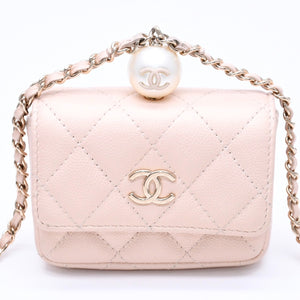 新品同様品 CHANEL シャネル ミニマトラッセ チェーンショルダーバッグ 31番台 ココマーク キャビアスキン ピンク 中古 4a005906