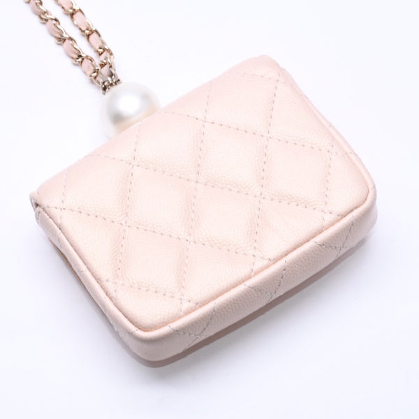 新品同様品 CHANEL シャネル ミニマトラッセ チェーンショルダーバッグ 31番台 ココマーク キャビアスキン ピンク 中古 4a005906