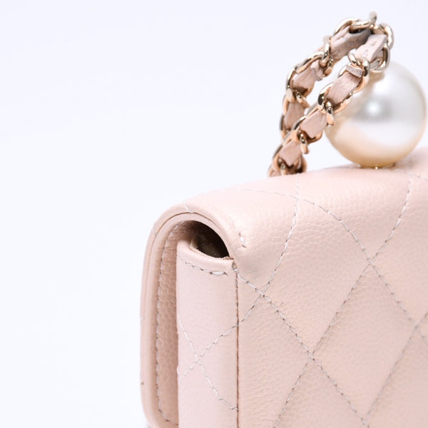 新品同様品 CHANEL シャネル ミニマトラッセ チェーンショルダーバッグ 31番台 ココマーク キャビアスキン ピンク 中古 4a005906