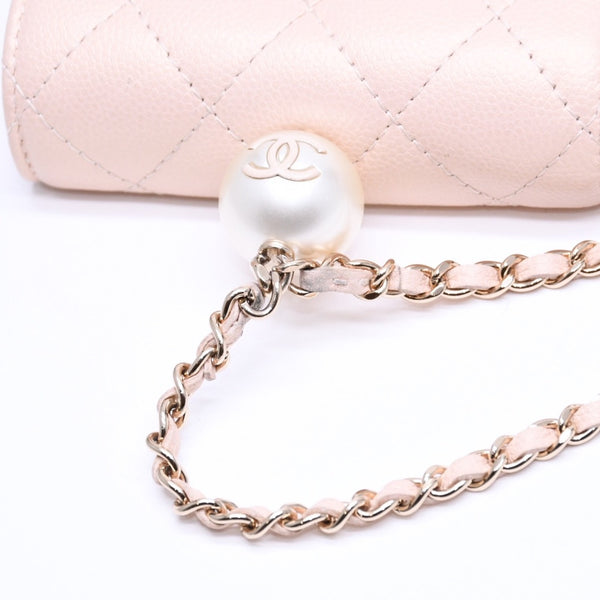 新品同様品 CHANEL シャネル ミニマトラッセ チェーンショルダーバッグ 31番台 ココマーク キャビアスキン ピンク 中古 4a005906