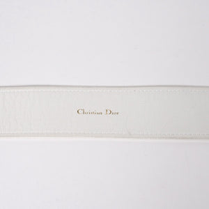 Christian Dior クリスチャンディオール CD ベルト バックル ホワイト ゴールド金具 良品 中古 4a006000