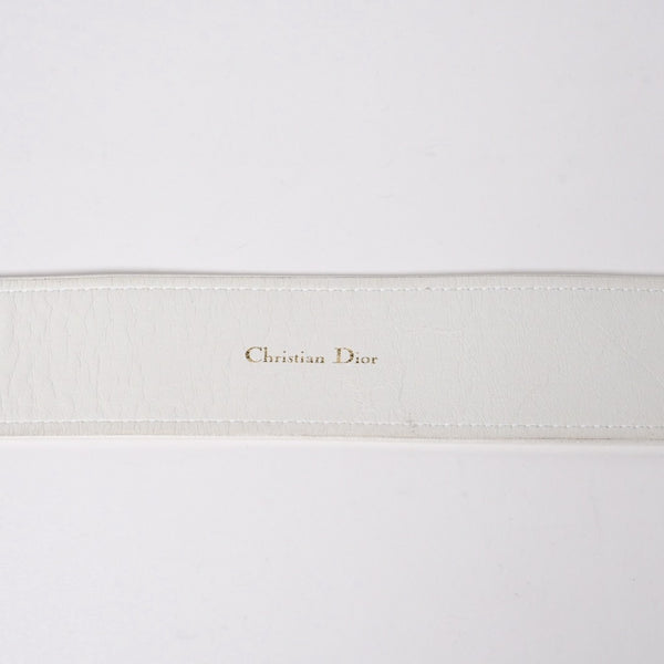 Christian Dior クリスチャンディオール CD ベルト バックル ホワイト ゴールド金具 良品 中古 4a006000