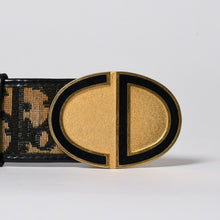 画像をギャラリービューアに読み込む, Christian Dior クリスチャンディオール オブリーク トロッター CD ベルト バックル ネイビー サイズ65 ゴールド金具 良品 中古 4a006001