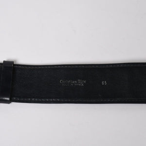 Christian Dior クリスチャンディオール オブリーク トロッター CD ベルト バックル ネイビー サイズ65 ゴールド金具 良品 中古 4a006001