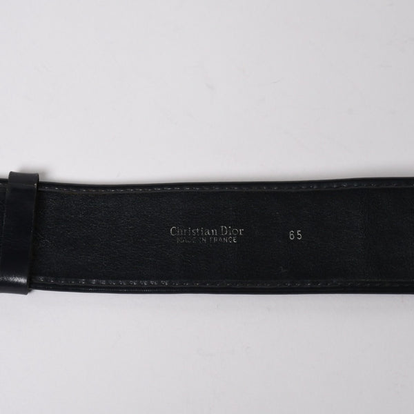 Christian Dior クリスチャンディオール オブリーク トロッター CD ベルト バックル ネイビー サイズ65 ゴールド金具 良品 中古 4a006001