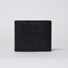 BOTTEGA VENETA ボッテガヴェネタ 二つ折り財布 財布 イントレチャート ブラック ライトグリーン 美品 中古 4a006095