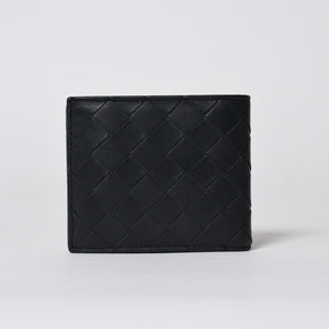 BOTTEGA VENETA ボッテガヴェネタ 二つ折り財布 財布 イントレチャート ブラック ライトグリーン 美品 中古 4a006095