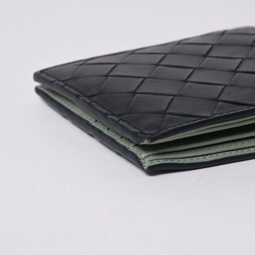 BOTTEGA VENETA Bifold Wallet Wallet Intrecciato Black Light Green Good Condition Used 4a006095