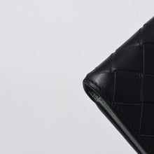 画像をギャラリービューアに読み込む, BOTTEGA VENETA ボッテガヴェネタ 二つ折り財布 財布 イントレチャート ブラック ライトグリーン 美品 中古 4a006095