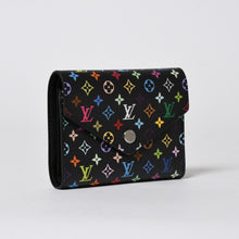 画像をギャラリービューアに読み込む, 新品同様品 LOUIS VUITTON ルイヴィトン 村上隆 モノグラムマルチカラー ポルトフォイユ 三つ折り財布 M14163 ブラック マルチカラー シルバー金具 中古 4a006093