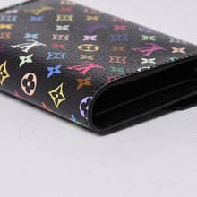 画像をギャラリービューアに読み込む, 新品同様品 LOUIS VUITTON ルイヴィトン 村上隆 モノグラムマルチカラー ポルトフォイユ 三つ折り財布 M14163 ブラック マルチカラー シルバー金具 中古 4a006093